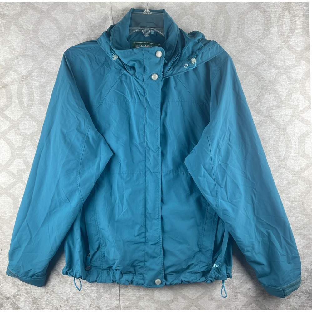 L.L. Bean Trail Model Rain Jacket Women M Blue Good Hooded Windbreaker Nylon